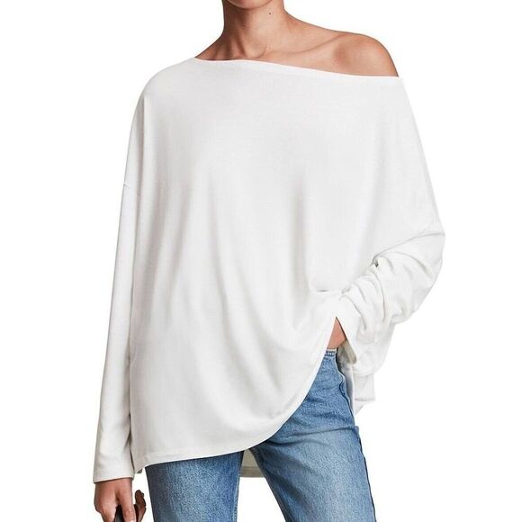 Allsaints Rita Tee Size Medium White Long Sleeve TShirt Oversized Loose fit - Picture 7 of 7